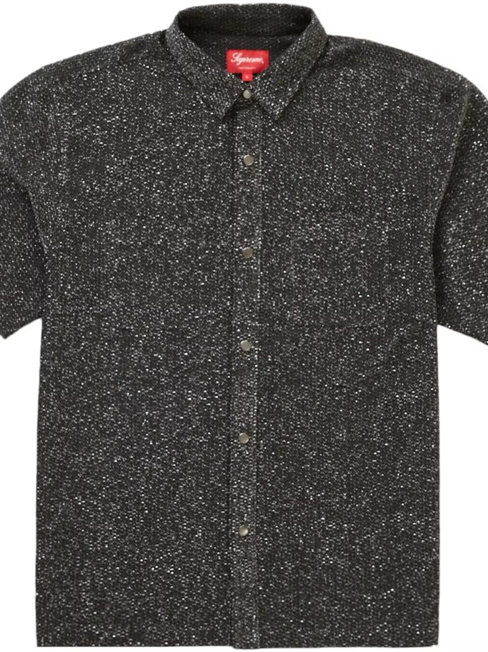 Supreme Black Lurex Sparkle Short Sleeve Button-Up Shirt